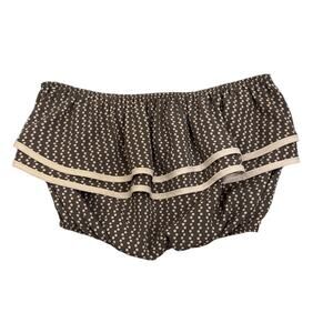 Ruffled Brown Polka Dot Crop Top Size Women's XS